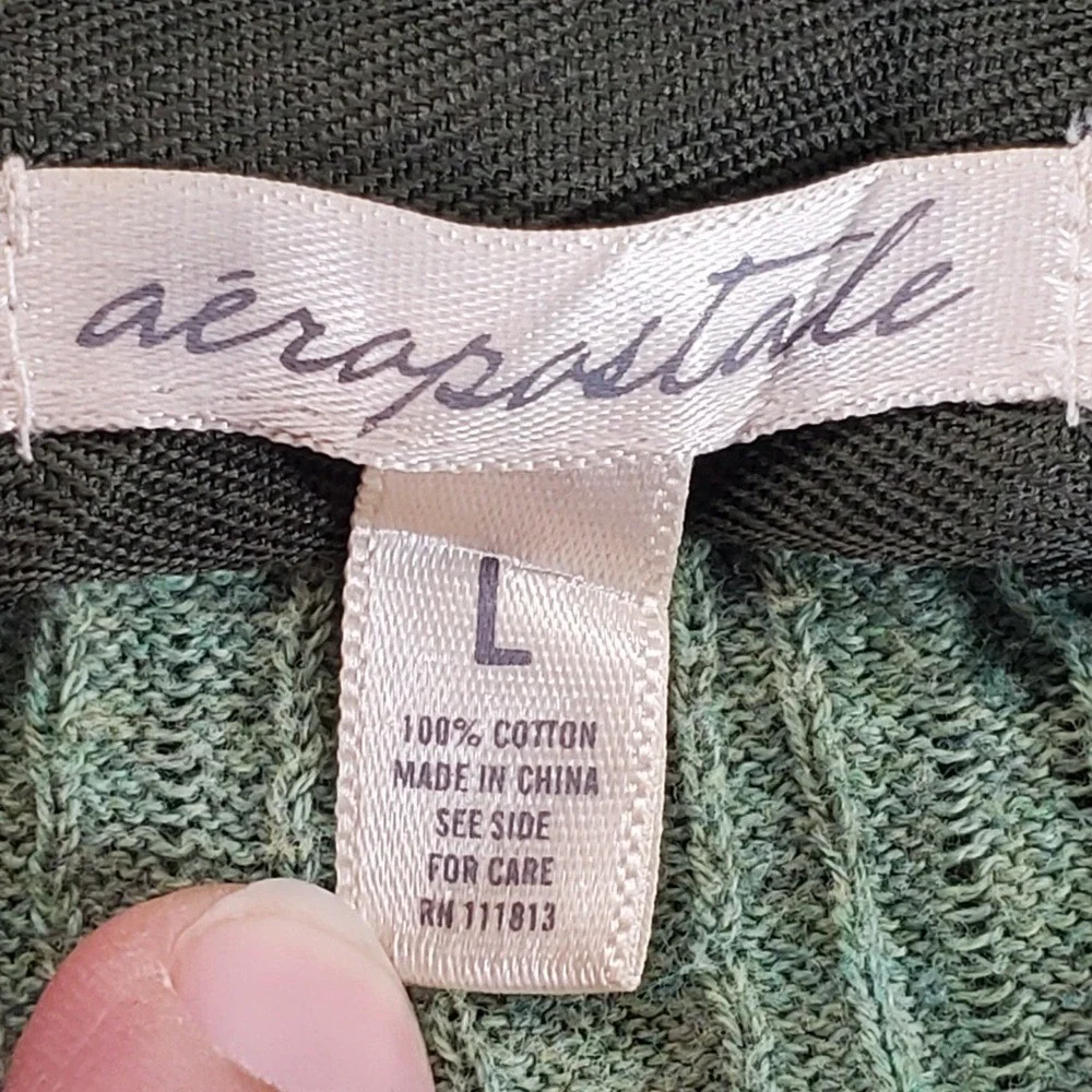 Aeropostale Shirt Womens Large Green Henley Babydoll Top Y2K Vintage V Neck